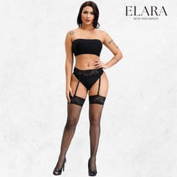 Elara Adeline – Sexy Jarretel Gordel met Kousen – 2-Delige Lingerieset – Verleidelijke Netkousen met Kant – S t/m XL – Dames Lingerie — thumbnail 7
