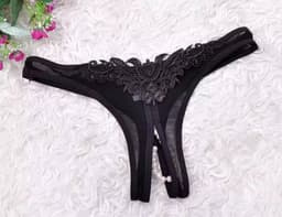 Parel string - Sexy string - Zwart - Peek-a-boo string - Erotiek - Sexy - Thong - G-string - Open string — thumbnail 3