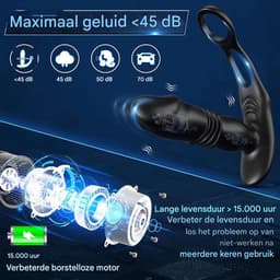 Vitdipy - Prostaat Stimulator voor Mannen - Met Penisringen - 10 Vibratie Standen - Afstandsbediening - Anaal Vibrator - Zwart — thumbnail 6