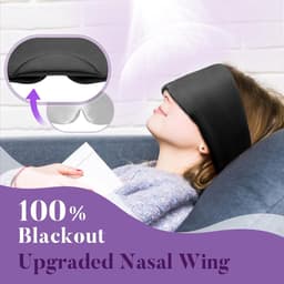 Satijnen slaapmasker - Nieuw ontwerp verduisterend oogmasker, unisex, zacht en comfortabel slaapmasker voor de nacht, reis-/slaapmasker (zwart) — thumbnail 3