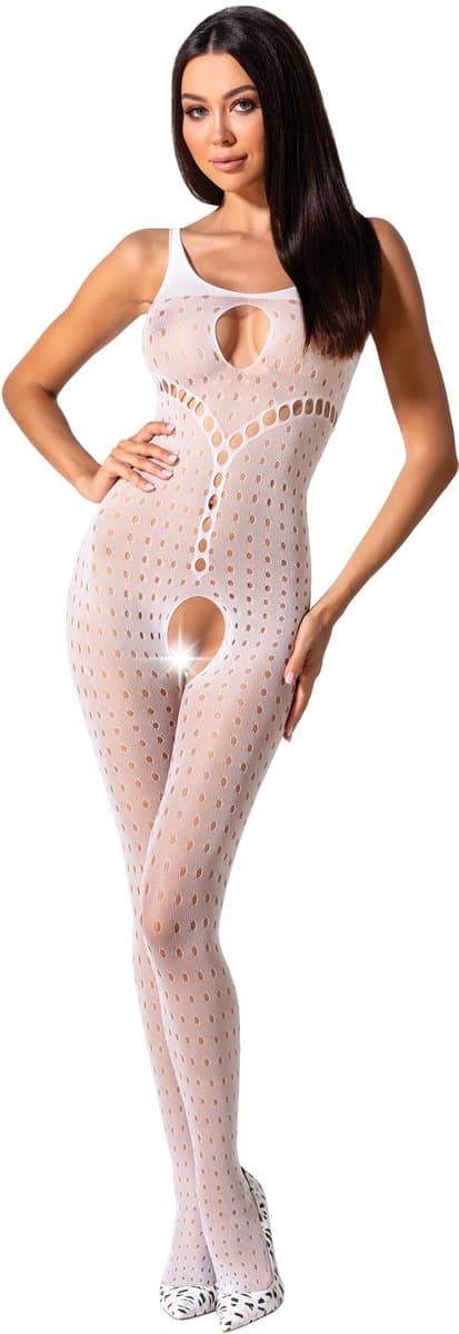 Passion - Woman Bs078 Bodystocking One Size White — afbeelding 1