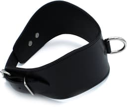 Kiotos - Gecontourde Zwarte Lederen Posture Collar met D-Ring — thumbnail 4