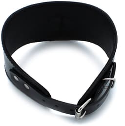 Kiotos - Gecontourde Zwarte Lederen Posture Collar met D-Ring — thumbnail 3