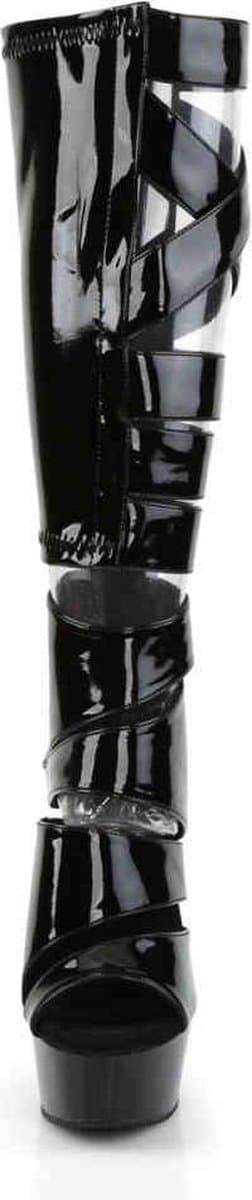 EU 37 = US 7 | DELIGHT-600-49 | 6 Heel, 1 3/4 PF Knee High Gladiator Boot, Back Zip — thumbnail 2