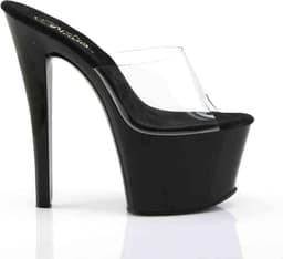 Pleaser - SKY-301 Muiltjes - Paaldans schoenen - 37 Shoes - Zwart/Transparant — thumbnail 5