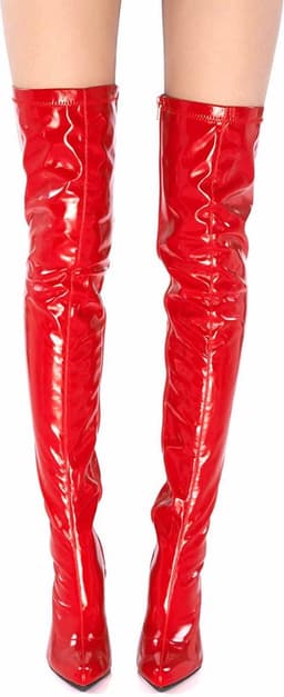 Soisbelle Grote Maten Imitatie Lakleren Overknee Boot X301 Rood Maat 42 — thumbnail 5