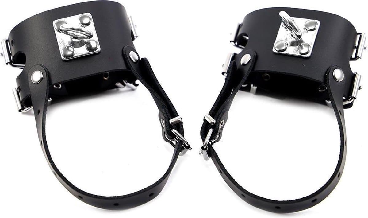 Kiotos Leather - Leren Enkelboeien Met Heavy Duty o-ring En Extra bandje onder de voeten - Zwart — afbeelding 1