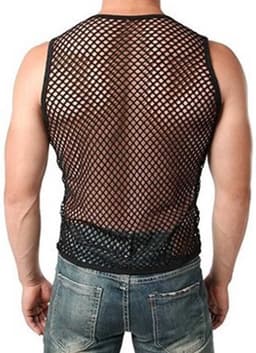 Heren mesh tank top - Visnet - Mouwloos - Erotisch hemd mannen - Polyester — thumbnail 2