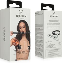 Bedroom Fantasies - Ball Gag met Tepelklemmen - Zwart — thumbnail 2
