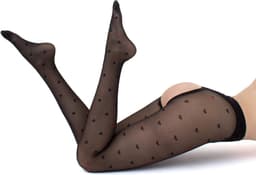 Giulia - Intimo Fashion licht glanzende 20den Panty met hartjes en open kruis - Zwart - M — thumbnail 12