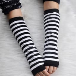 4 paar vingerloze handschoenen-armwarmers-handbeschermer-duimgat-elleboogwarmers-modieuze-passende-handschoenen-Schwarz-One Size (Fabrikant maat:ONESIZE) . — thumbnail 4