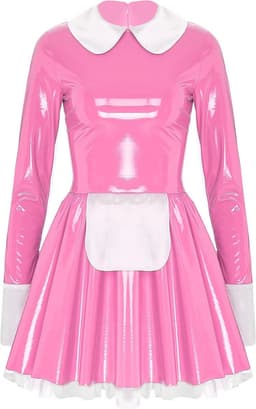 Roze Wetlook Jurk - Faux Latex - Dames Lingerie - Rok - Sexy — thumbnail 3