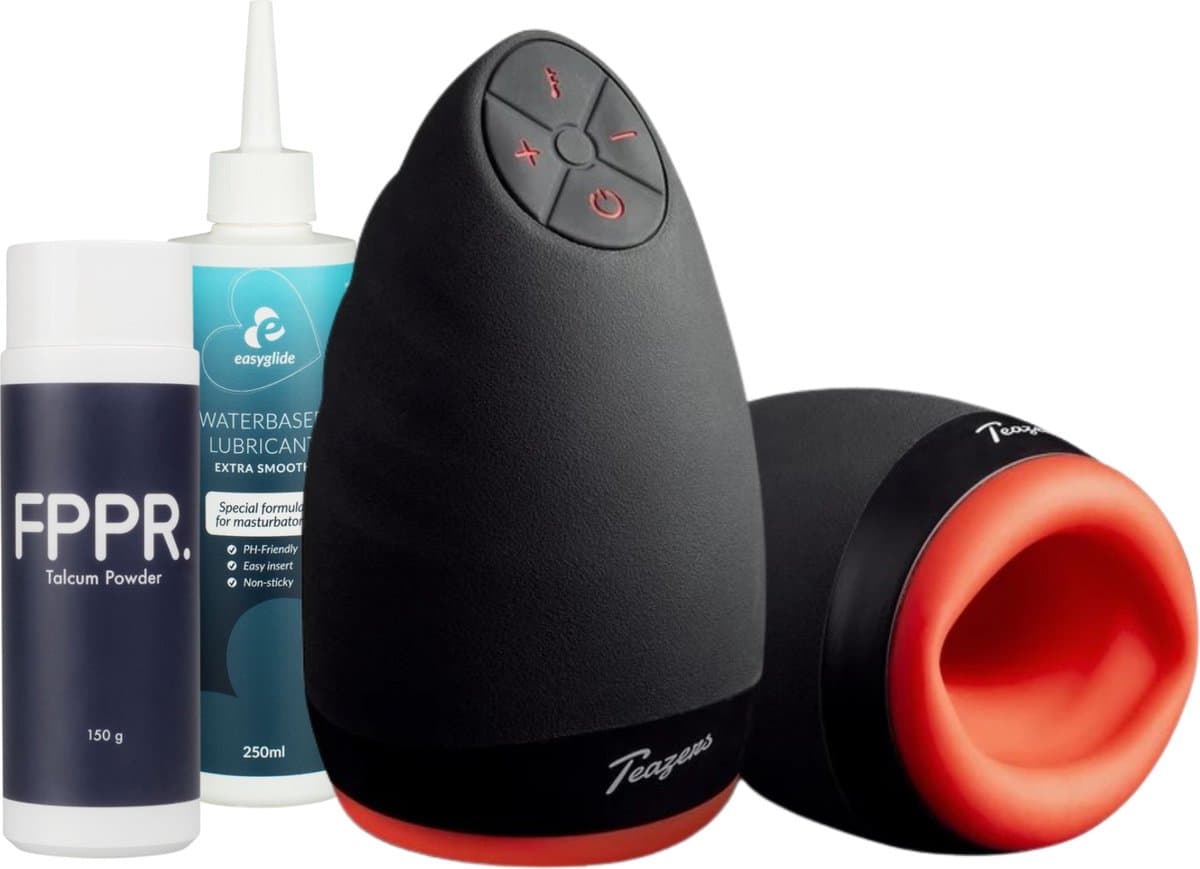 Teazers - Orale Masturbator - Masturbator - Oplaadbaar - Waterbasis - Sex Toys voor Mannen - Masturbator voor Man - Masturbators - Masturbator - EasyGlide - Glijmiddel voor de Masturbator - 250ml - FPPR. - Masturbator Onderhoudspoeder — afbeelding 1