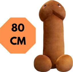 JustValue Penis Knuffel - 80 cm - Erotiek - Bodypillow - Piemel - Zacht - Kussen - Sex Toy - Beige - Bruin — thumbnail 1