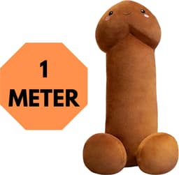 JustValue Penis Knuffel - 100 cm - Erotiek - Bodypillow - Piemel - Zacht - Kussen - Sex Toy - Beige - Bruin — thumbnail 1