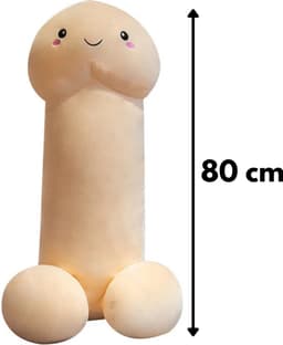 JustValue Penis Knuffel - 80 cm - Erotiek - Bodypillow - Piemel - Zacht - Kussen - Sex Toy - Beige - Vanille - Wit - Blank — thumbnail 3