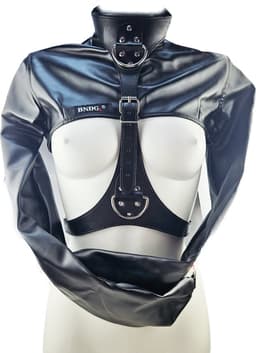 BNDGx® - Dwangbuis Straight jacket - Maat XS t/m M - Nep Leer - Onesize - Extreme BDSM Bondage Restraint Erotische sex kleding keurslijf — thumbnail 7