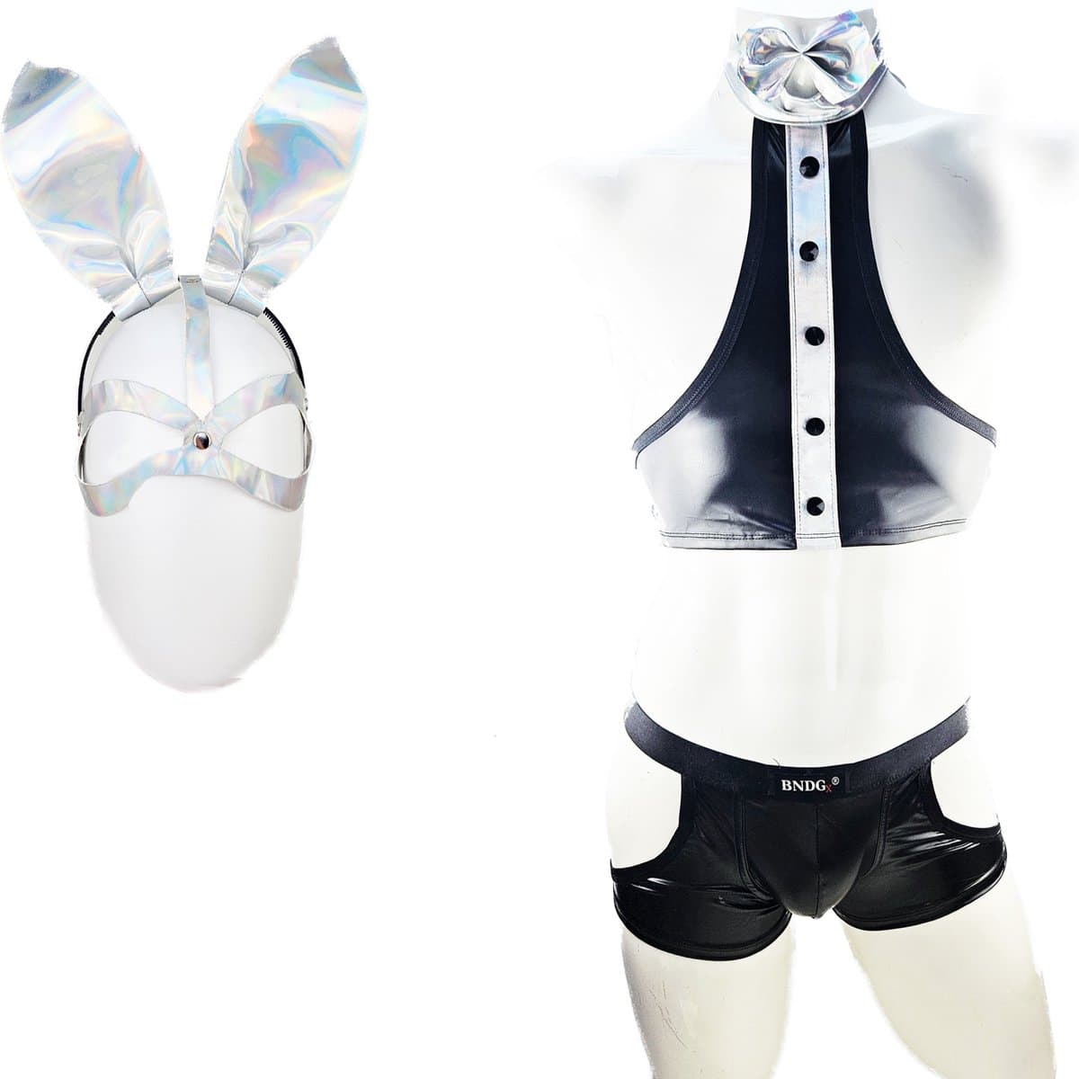 BNDGx® Sexy Cosplay Rollenspel kleding - Onesize - outfit heren bunny zwart wit set konijn — afbeelding 1