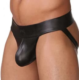 PU Lederen G-string heren - Open billen - Erotische slip - Ondergoed - BDSM — thumbnail 3