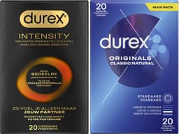 Durex - 40 stuks Condooms - Intensity Nieuwste generatie ultradun, gedeelde lichaamswarmte 20st - Classic Natural 20st - Voordeelverpakking — thumbnail 1
