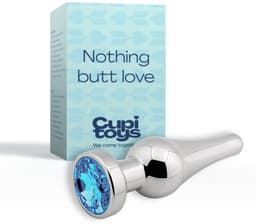 Cupitoys® Metalen buttplug - Zilver - Diamant blauw - Taps - Medium - Sex toys voor vrouwen - Sex toys voor mannen - Buttplugs — thumbnail 1
