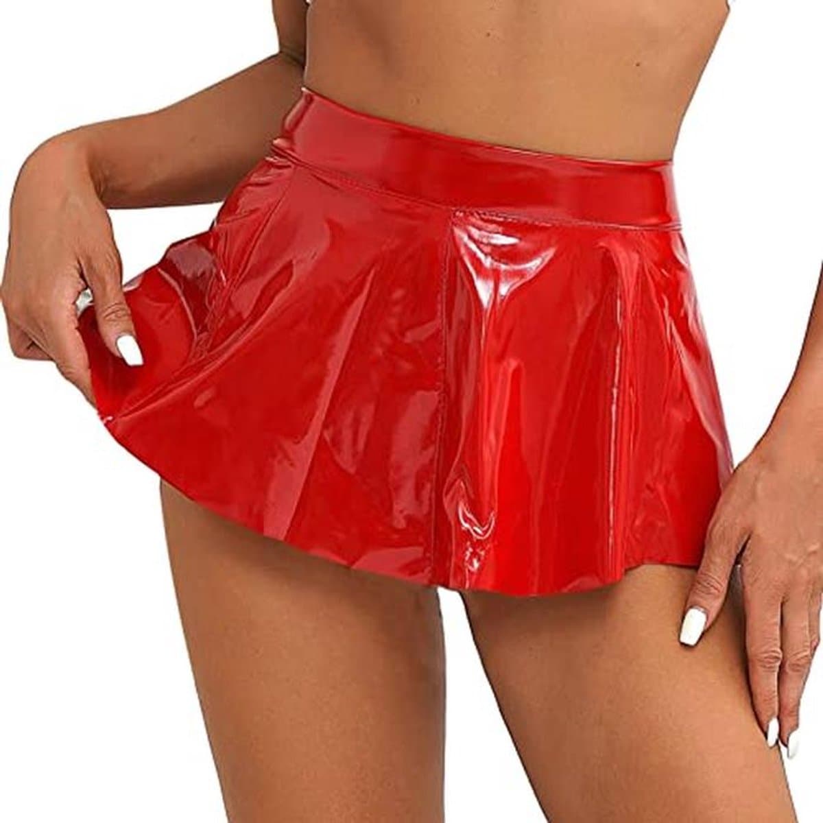 Dames lakleren rok sexy minirok met jarretelhouders voor party en clubwear — afbeelding 1