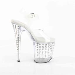 Pleaser - FLAMINGO808TDRS Sandaal met enkelband, Paaldans schoenen - US 7 - 37 Shoes - Wit/Transparant — thumbnail 2