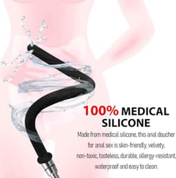 Ynkkvre - 43 cm Anale Douche - Klysma voor Darmreiniging - Diepe Reiniging met 4 Gaten en Medische Siliconen - 1 Stuk - Voor Vrouwen en Mannen Zwart — thumbnail 7