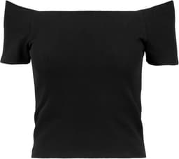 Off Shoulder Geribd T-Shirt voor Dames met Wijde Hals — thumbnail 3