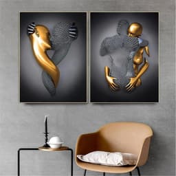 3-delige Kunst Posterset: Romantisch Koppel Beeldhouwkunst Canvas Schilderij (30x40 cm) — thumbnail 4