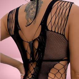 Elara - Nolena - Bodystocking Erotische Lingerie met Open Kruis - Catsuit - S t/m XL - Sexy Dames Lingerie - Zwart — thumbnail 5