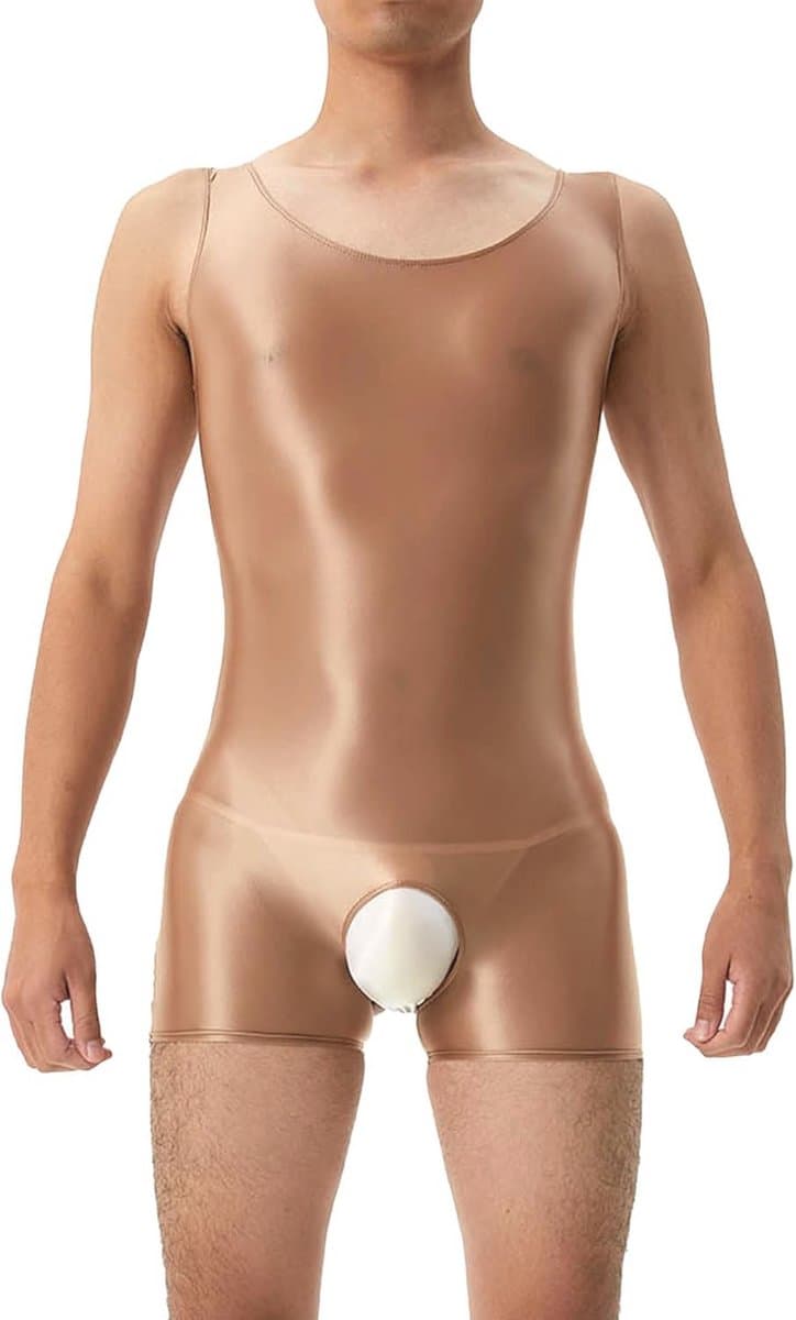 Erotische Open Kruis Shiny Tights voor Mannen - Elastische Smooth Tank Top Sporten Bodybuilding Leotard — afbeelding 1