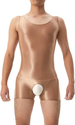 Erotische Open Kruis Shiny Tights voor Mannen - Elastische Smooth Tank Top Sporten Bodybuilding Leotard — thumbnail 1