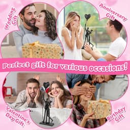 Romantisch IJzeren Sculptuur Paar - Handgemaakt Metalen Standbeeld voor Liefde en Huwelijksgeschenken — thumbnail 4