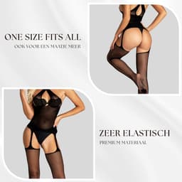 Elana - Daria - Bodystocking Erotische Lingerie Set met Open Kruis - Lingerieset - Sexy Catsuit - S t/m XL - Sexy Dames Lingerie - Bodysuit — thumbnail 3