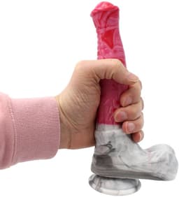 Realistische Dildo met Zuignap - 24.5 cm - Buigzaam - Gemaakt van Siliconen - Met Geaderde Structuur - Met Balzak — thumbnail 2