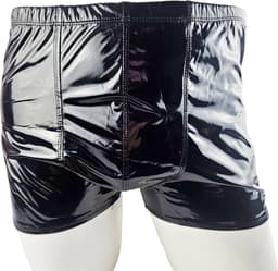 BamBella ® - Boxer short Maat L/XL Datex Zwart (Latex en stof SM kleding BDSM erotische heren kleding ondergoed lingerie onderbroek zwart — thumbnail 1