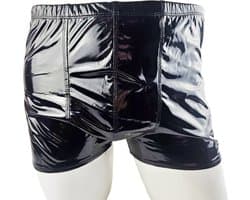 BamBella ® - Boxer short Maat L/XL Datex Zwart (Latex en stof SM kleding BDSM erotische heren kleding ondergoed lingerie onderbroek zwart