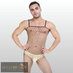 Heren Visnet Bodystocking - Open Kruis - Sexy Herenlingerie - One Size S-L (46-50) | LS140 — thumbnail 3