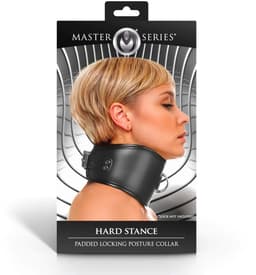 BDSM Padded Locking Posture Collar Hard Stance - Master Series - BDSM - Verstelbaar — thumbnail 3
