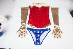 Rood Wonderwoman Superhero Corset Kostuum voor Feest en Thema Avonden — thumbnail 5