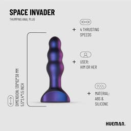 Hueman - Space Invader - Vibrerende en Stotende Buttplug - Buttplugs - Buttplug Vibrator - Anal Plug - Sex Toys voor Vrouwen en Mannen - Seksspeeltjes - Paars — thumbnail 2