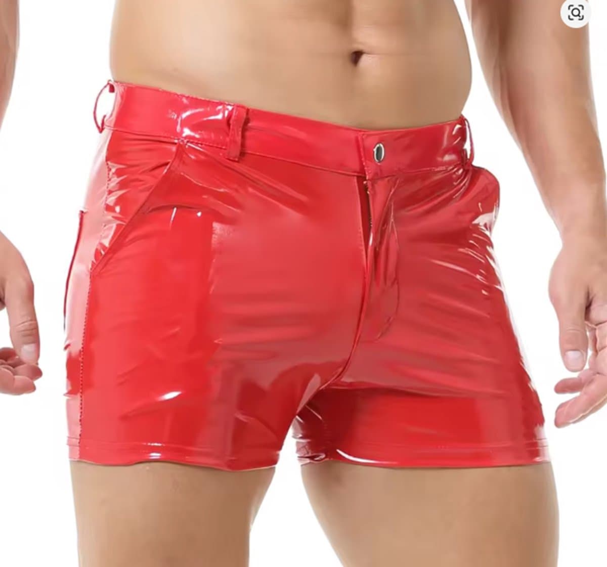 BamBella ® - Korte broek Maat L/XL Datex Rood (Latex en stof SM kleding BDSM erotische heren kleding ondergoed lingerie onderbroek zwart — afbeelding 1