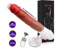 TipsToys® 3 in 1 Multifunctionele Dildo - Vibrator met APP en Verwarming 42°C - Likkend, Verwarmend, Thrusting en Handsfree - Op en Neer functie - Seksspeeltjes voor Vrouwen - Sextoys voor Koppels