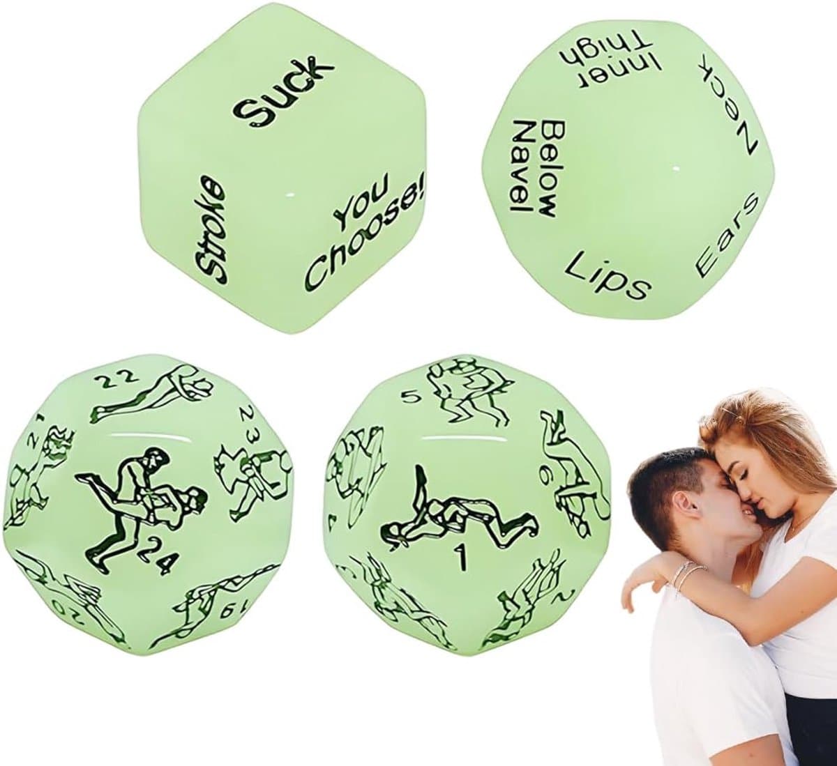 Oneay Seksspel voor volwassen stellen, 4-delige set, nachtthema, dobbelstenen met een diameter van 18-25 mm, sexy liefdespelletjes. — afbeelding 1
