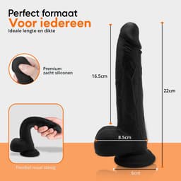 360° Realistische Vibrerende Dildo met Verwarming & Zuignap – Stotende & Roterende Sex Toy met Afstandsbediening – Waterdicht & Oplaadbaar – Zwart — thumbnail 6
