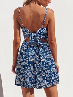 Dames Zomerjurk V-hals Twist Front Boho Strandjurk Casual Party Jurk — thumbnail 3