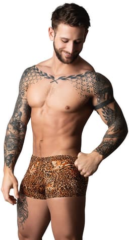 Male Power Sexy Pouch Short met Zwarte penisring - XL - Luipaard - Bruin — thumbnail 1