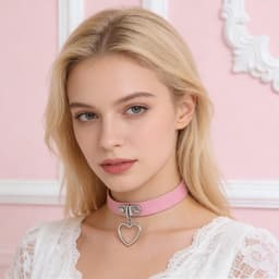 Sleutelbeenketting - Halsomtrek 32 cm~38 cm - Choker met hartvormige hanger - Halsband voor dames - Gotische leren choker - Punkstijl ketting - Choker - Halsband - Halsketting - Metalen choker - Kettingchoker - Bikerchoker - Halsring — thumbnail 4