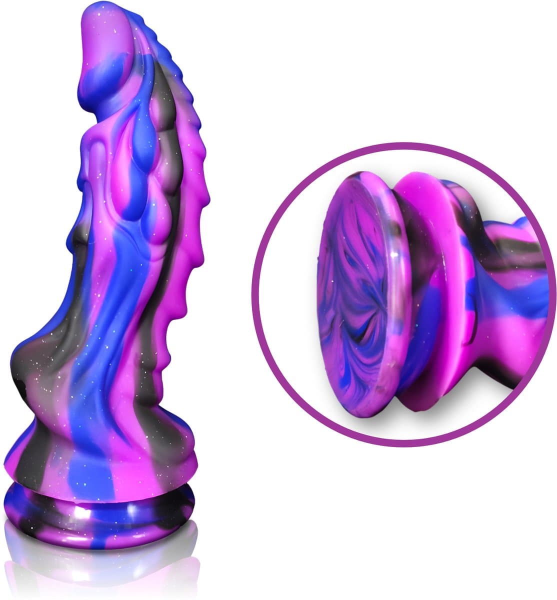 JustFun Fantasy Dragon Dildo - 22 CM - Met Zuignap - Sex Toys voor Mannen & Vrouwen - Monster Anal Plug XXL - Paars — afbeelding 1